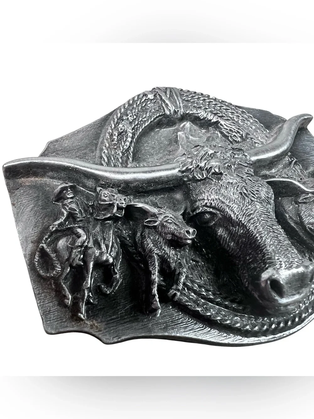 Vintage 1988 Siskiyou Buckle Co Pewter Belt Buckle Model O-80 